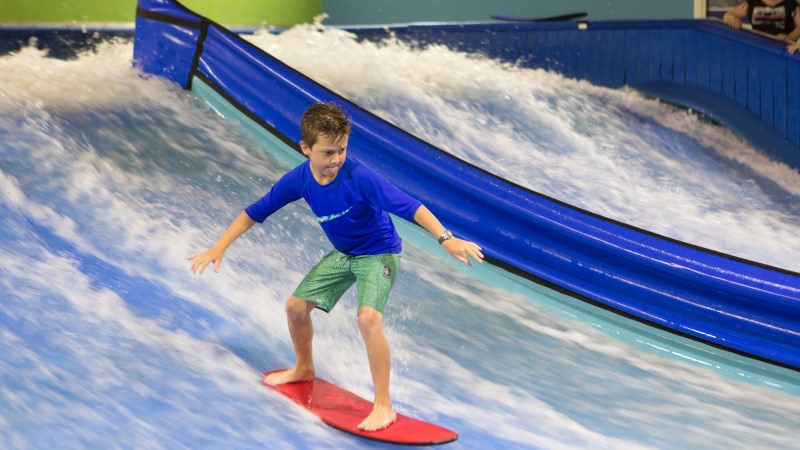 a boy on a flowboard