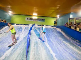 two girls on flowboards