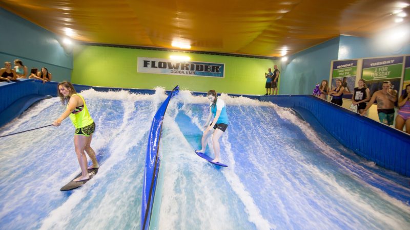 two girls on flowboards