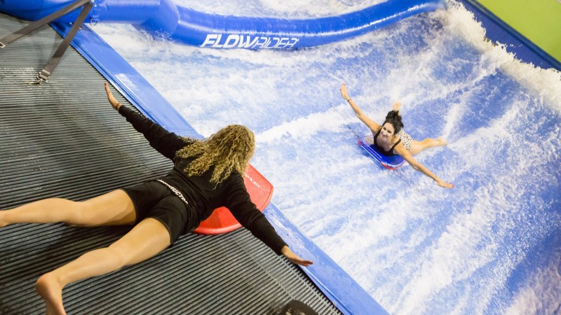 a woman bodyboarding in Utah